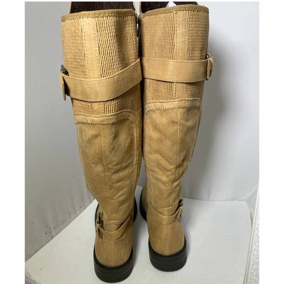 White Mountain faux suede tan high boots riding boot look size 9.5 M - Picture 4 of 11